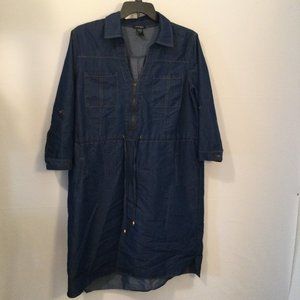 Deja Blue Premium Womens Size 20 Blue Jean Denim Tie Waist Pockets Shirt Dress